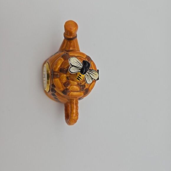 Bumble Bee Tea Pot Trinket Box with Clock Decorative Collectible Kitchen Decor‎ - Picture 5 of 7